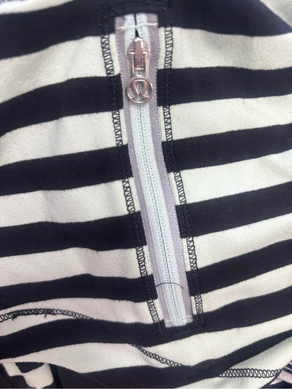 lululemon athletica Black and White Striped Long Sleeve Top